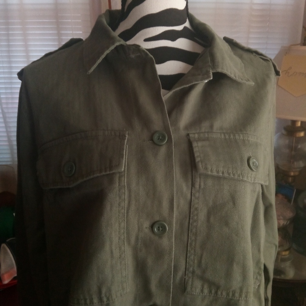 Universal Thread Goods & Co. Olive Green Button Up Military Style Jacket - Picture 2 of 12